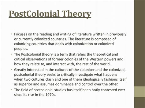 PPT - The Postcolonial Theory and Literature PowerPoint Presentation ...