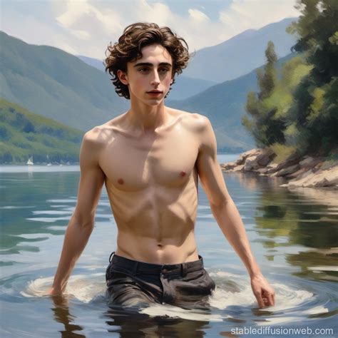 Timothée Chalamet Swimming Shirtless in Lake | Stable Diffusion Online