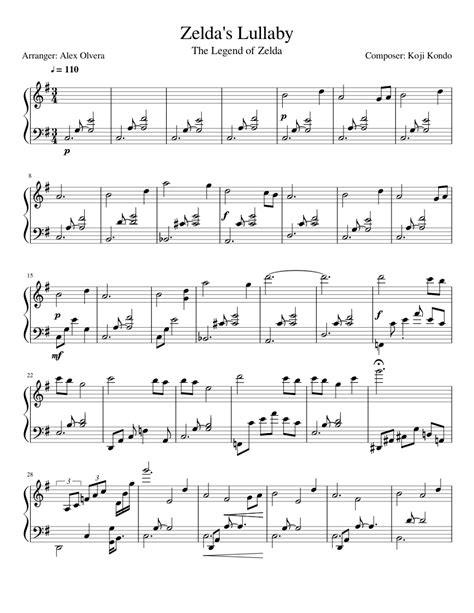 Zelda's Lullaby - Piano sheet music for Piano download free in PDF or MIDI