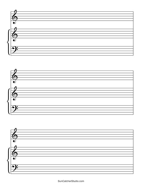 Printable Full Page Blank Piano Sheet Music