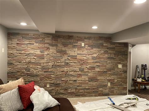 Christine's Faux Stone Basement Accent Wall - GenStone