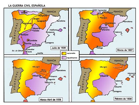 Mapas fases de la Guerra Civil | Historia del Arte, Geografía e Historia