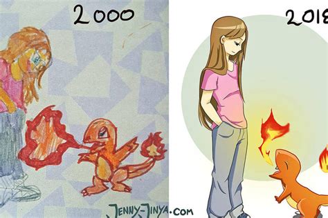 Artist recreates her Pokémon fan art from childhood