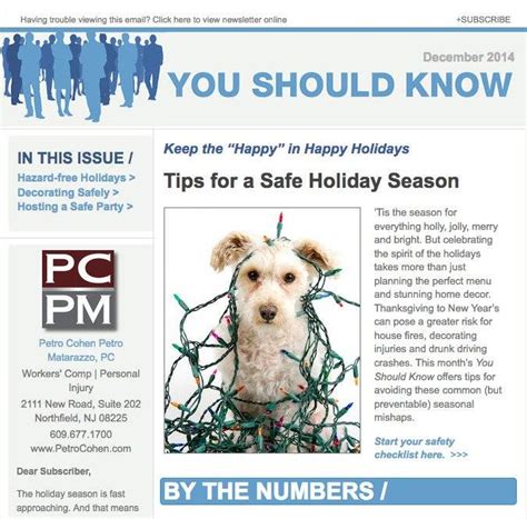 November 2014 - Holiday Safety Check List - New Jersey Workers' Compensation Lawyers - Petro ...