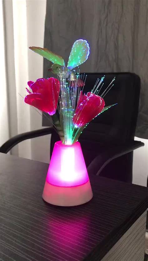 Rose Flower Shape Lamp Night Light Led Lighting Fiber Optic Flowers Led Night Light - Buy Flower ...