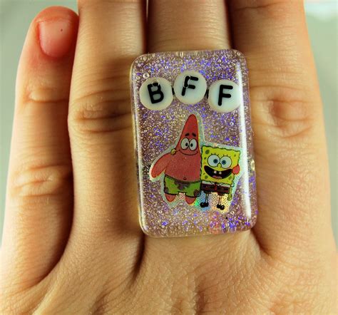 Spongebob and Patrick BFF resin ring