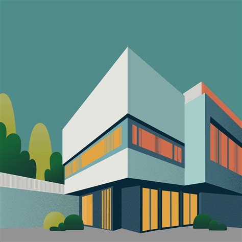 Modern House - illustration for Architecture Day on Behance