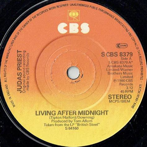 Judas Priest - Living After Midnight (Vinyl, 7", 45 RPM, Single) | Discogs