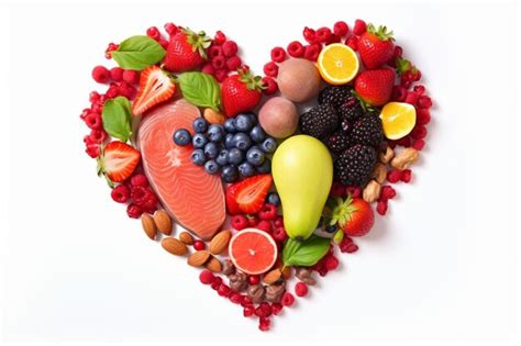 Premium AI Image | a heart shaped arrangement of fruits and vegetables