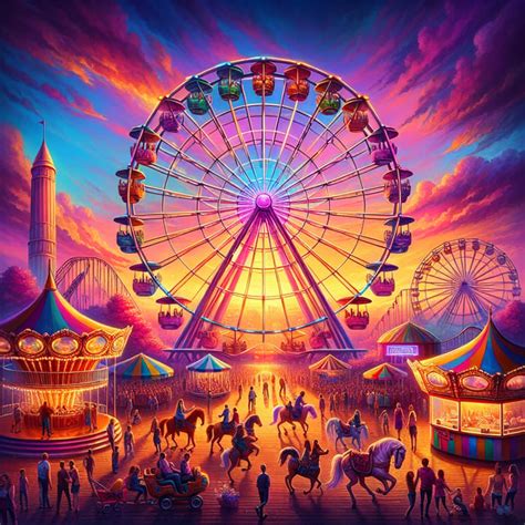 Colorful Ferris Wheel Painting | Amusement Park Scene | AI Art Generator | Easy-Peasy.AI