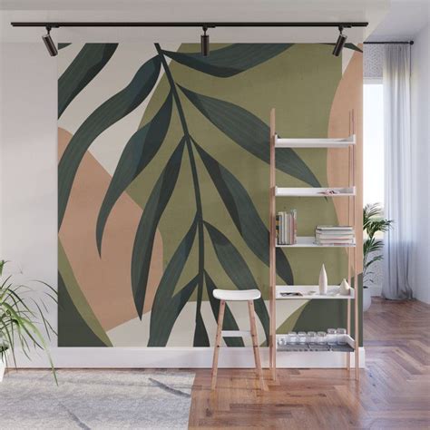 Tropical Leaf- Abstract Art Wall Mural | Wall paint designs, Wall murals diy, Modern mural