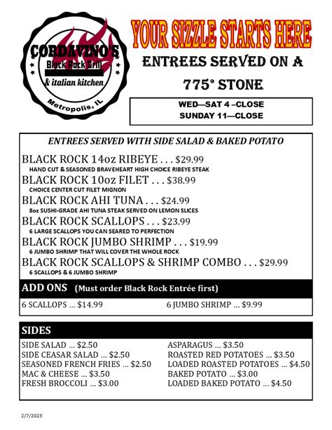 Black Rock Menu | cordavinos