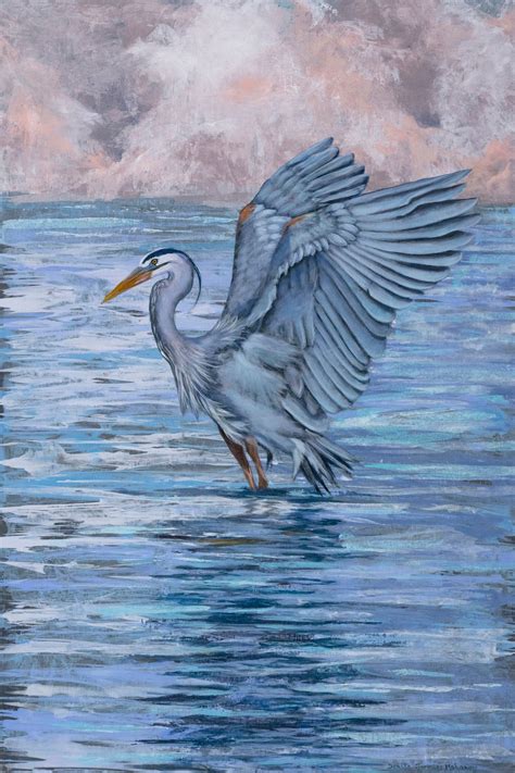 Acrylic Blue Heron Painting Art Print 15x10 Wall Art - Etsy