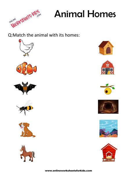 Free Animals Homes Worksheet for Grade 1 - Worksheets Library