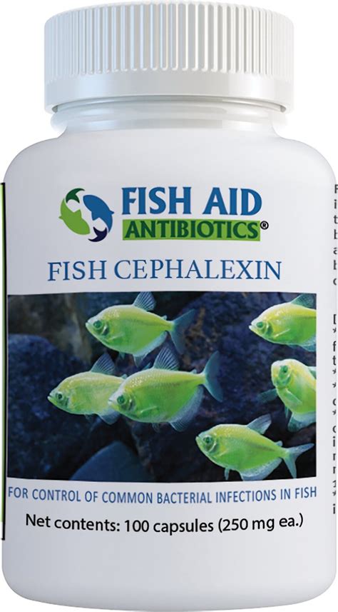 FISH AID ANTIBIOTICS Cephalexin Capsules Fish Medication, 250-mg, 100 ...