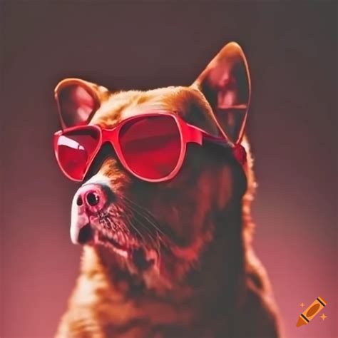 Dog wearing red sunglasses on Craiyon