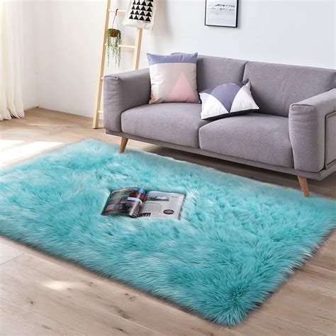 LOCHAS Ultra Soft Fluffy Rugs Faux Fur Sheepskin Area Rug for Bedroom ...