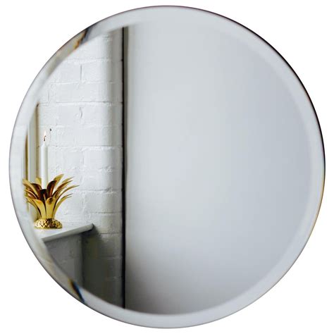 Orbis™ Round Frameless Beveled Mirror with Brass Clips - Extra Large ...