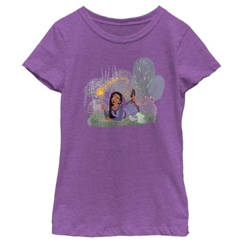 Girl's Disney Wish Asha Make A Disney Wish T-shirt - Purple Berry ...