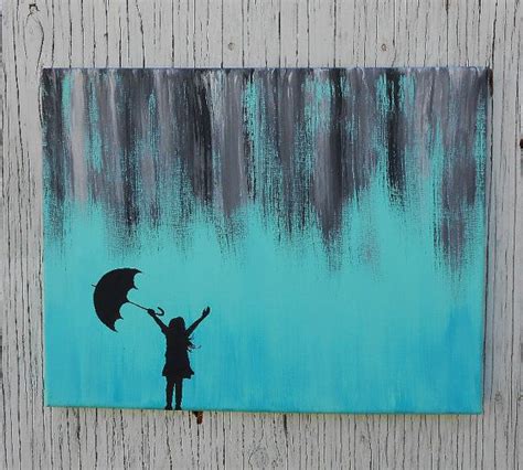 Little Girl Silhouette Standing In Abstract Rain от Mae2Designs | Картины, Рисунки