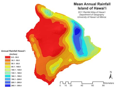 Big Island Hawaii Rainfall Map