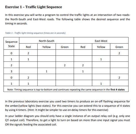 Exercise 1 - Traffic Light Sequence In this exercise | Chegg.com