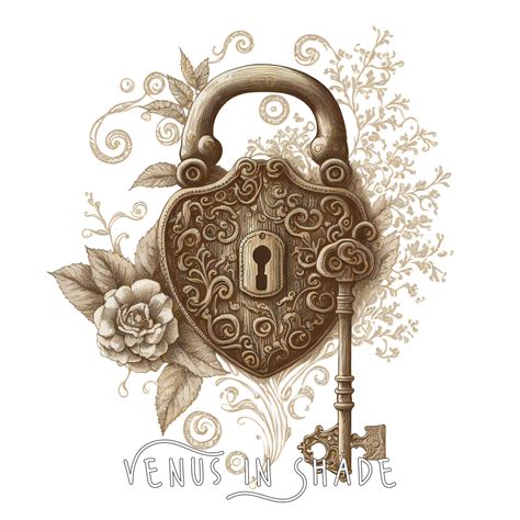 Vintage Fantasy Lock and Key Antique Storybook Fairytale Lock Keyhole Door Filigree Celtic ...