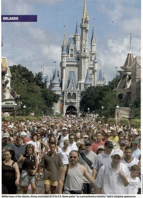 Guests leaves the Magic Kingdom theme park at Walt Disney World in masses within hours of the 9/ ...