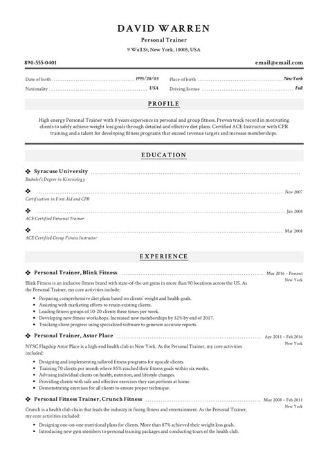 Guide: Personal Trainer Resume [ + 12 Samples ] | PDF | 2019