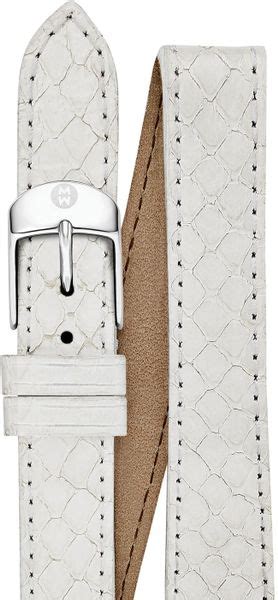 Michele White Snakeskin Double Wrap Watch Strap 18mm in White | Lyst