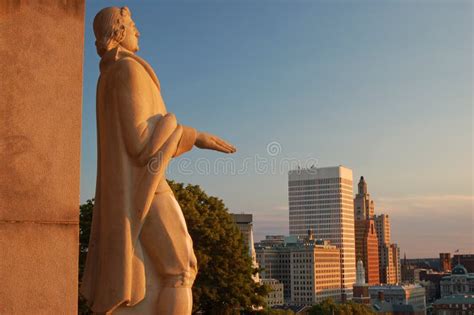 A Statue Of Roger Williams Stands Over Providence Editorial Stock Image ...