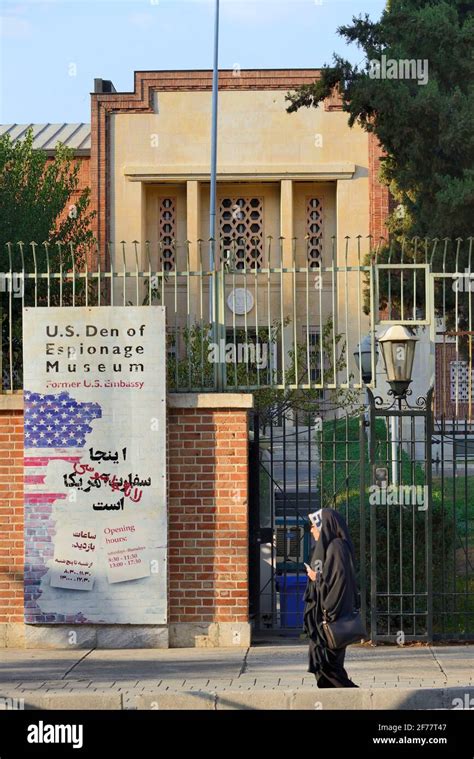 Iran, Tehran, Former U.S embassy, converted in a U.S Den of espionnage museum Stock Photo - Alamy