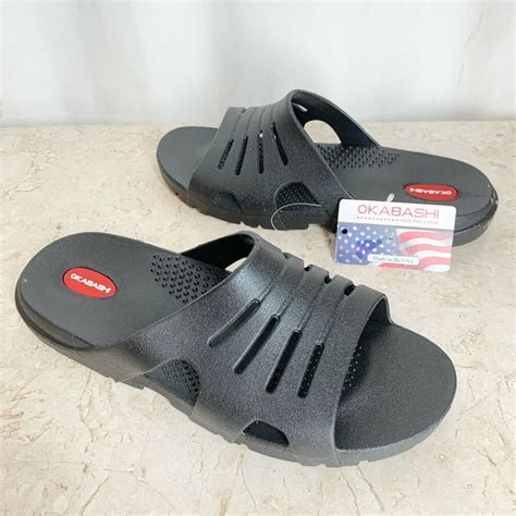 Okabashi Shoes Mens XXL 13 13.5 Black Rubber Sandals Shower Beach ...