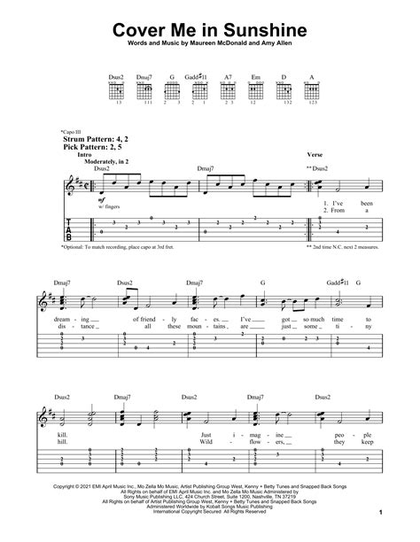 Cover Me In Sunshine by P!nk & Willow Sage Hart - Easy Guitar Tab ...