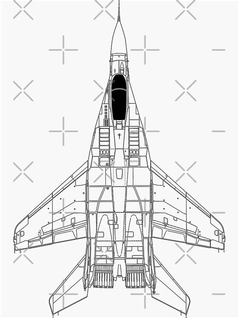 "Mikoyan Gurevich Mig-29 Fulcrum Silhouette" Sticker by magazinecombate | Redbubble