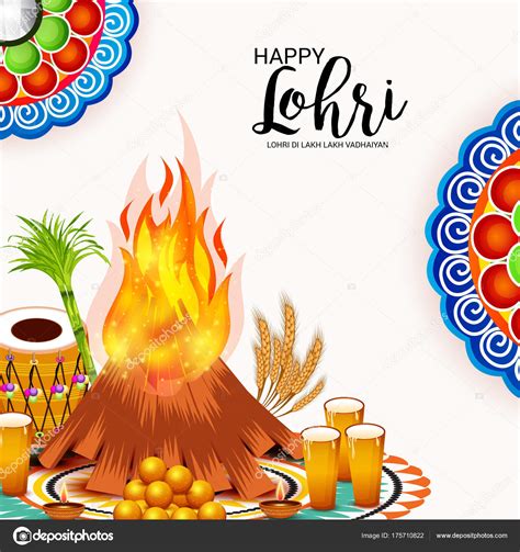 Vector Illustration Festival Happy Lohri Background Happy Wishes Lohri Stock Vector by ©SSDN ...