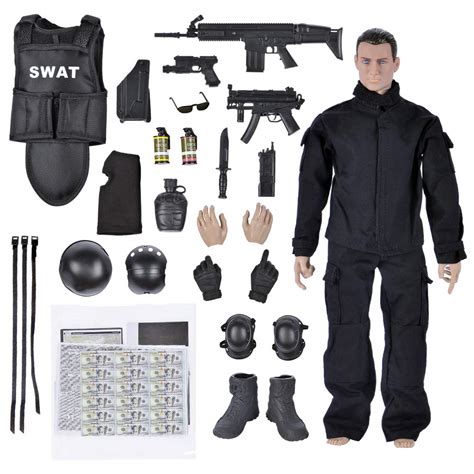 Buy Army Men Toys,12" Soldier Swat Team Action Figures Playset with Weapons Accessories for Kids ...