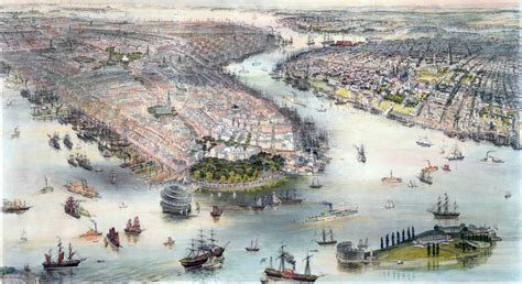 New York & Brooklyn - Bird's eye view, 1850