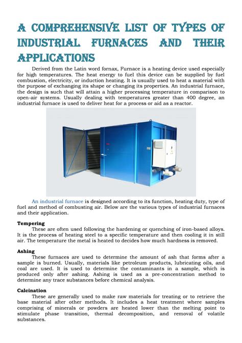 List of Types of Industrial Furnaces by Shivang Furnaces - Issuu