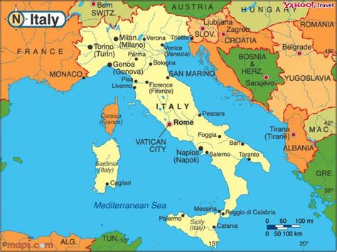 Countries around Italy map - Italy and neighbouring countries map (Southern Europe - Europe)