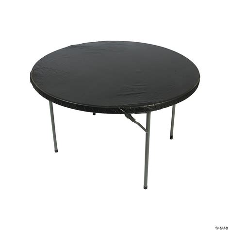 Black Fitted Round Plastic Tablecloth | Oriental Trading