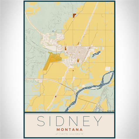 Sidney - Montana Map Print in Woodblock — JACE Maps