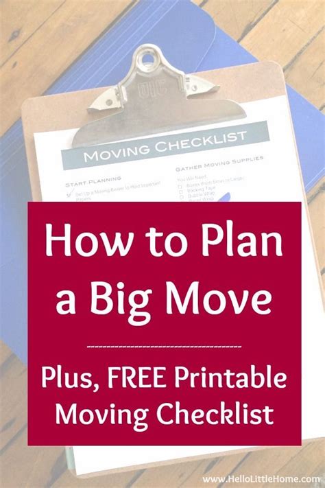 How to Plan a Big Move + FREE Printable Moving Checklist! | Moving checklist, Tips for moving ...