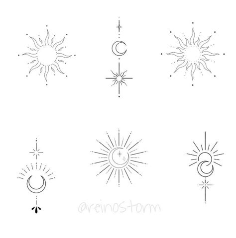 the sun, moon and stars are drawn in different ways