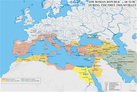 Map of the Roman Republic during the First Triumvirate