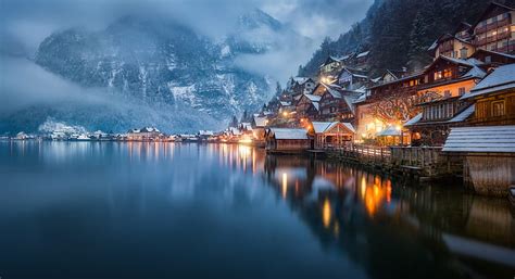 HD wallpaper: Towns, Hallstatt, Austria, Lake, Mountain, Winter | Wallpaper Flare