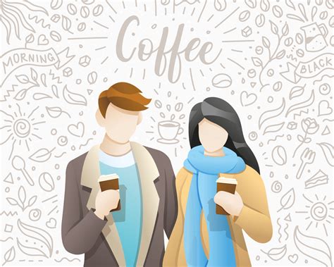 Young people drinking coffee 6902144 Vector Art at Vecteezy