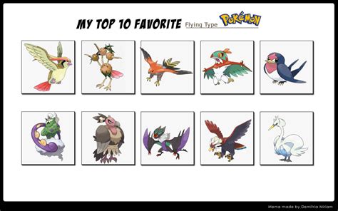 Top 10 Flying Type Pokemon by whosaskin on DeviantArt