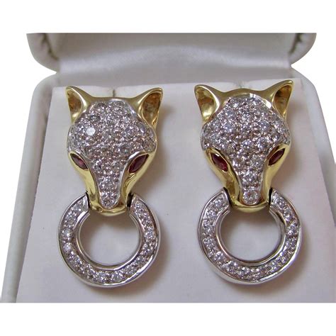 Diamond & Natural Ruby Dangle Estate Earrings 14K Gold : Mayfair Estate & Antique Jewelry | Ruby ...