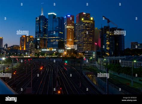 Melbourne CBD skyline at night Stock Photo - Alamy